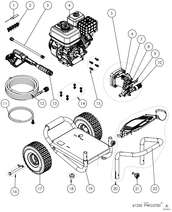 PGW3700 61250  2830573 POLARIS pressure washer parts breakdown manual
